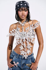BLINDED BY THE LIGHTS RHINESTONE TOP