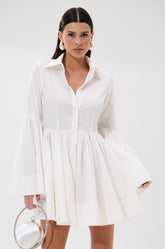 AROUND THE WORLD POPLIN MINI DRESS