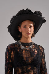 DARK ROSE FLORAL COWBOY HAT