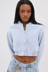 DAVIS EVERYDAY VARSITY BOMBER IN LIGHT BLUE