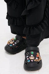 AZALEA WANG EVERETT BLACK MULTI STONE GOLD CHAIN FLAT