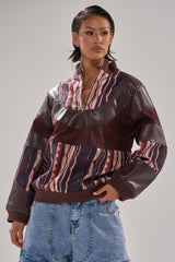 CRAZY IN LOVE FAUX LEATHER SWEATSHIRT
