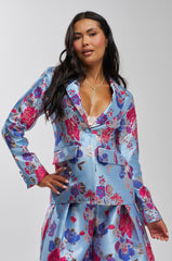 BUY MYSELF FLOWERS BROCADE BLAZER IN BLUE