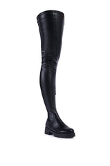 AZALEA WANG HAYDEE BLACK OVER THE KNEE SUEDE AND PU BOOT