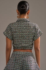 BRIGETTE TWEED BUTTON DOWN