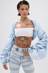 DANI RUCHED DENIM BOLERO