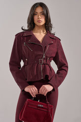 DANI SUEDE EFFECT PEPLUM MOTO