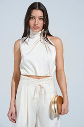 BLAKE SATIN MOCK NECK TOP