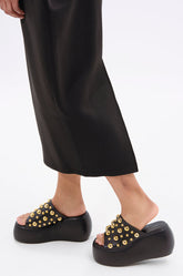 AZALEA WANG SERGO BLACK EMBELLISHED CHUNKY SANDAL