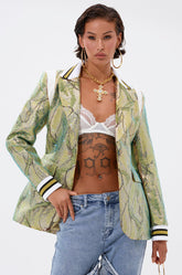 DON'T TRY ME EMBELLISHED BROCADE BLAZER
