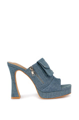 AZALEA WANG AGATHA DENIM CHUNKY SANDAL