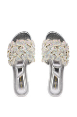 AZALEA WANG PAISLEE EMBELLISHED FLOWER SANDAL IN SILVER