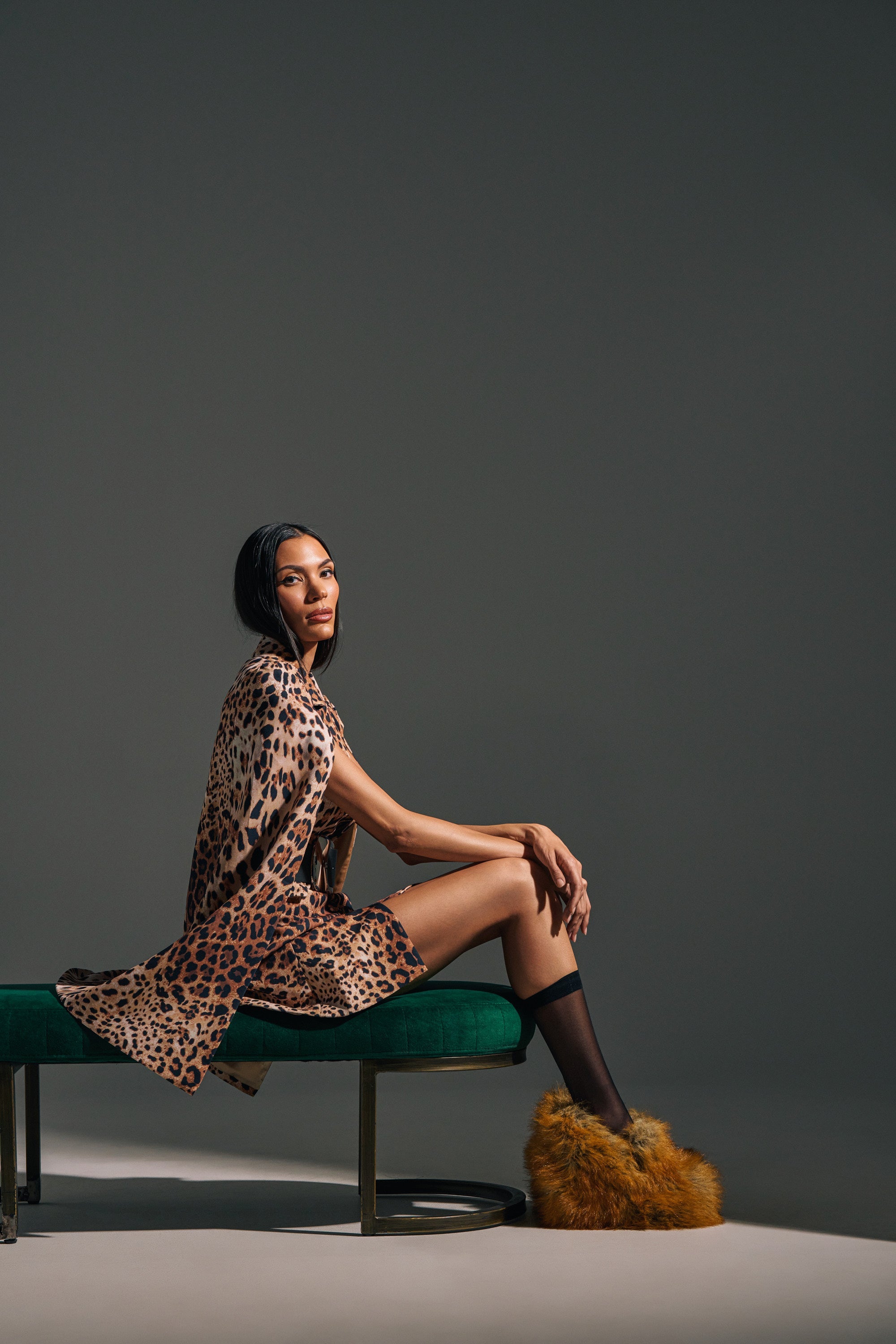 AMINAH LEOPARD PRINT BLAZER DRESS