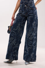 ELEVATED WIDE LEG DENIM WITH RHINESTONES