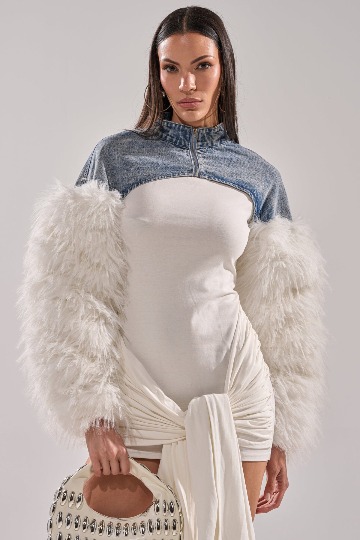 CELESTE FUR SLEEVE BOLERO