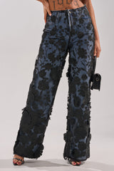 DONT GIVE UP RELAXED DENIM WITH TULLE OVERLAY