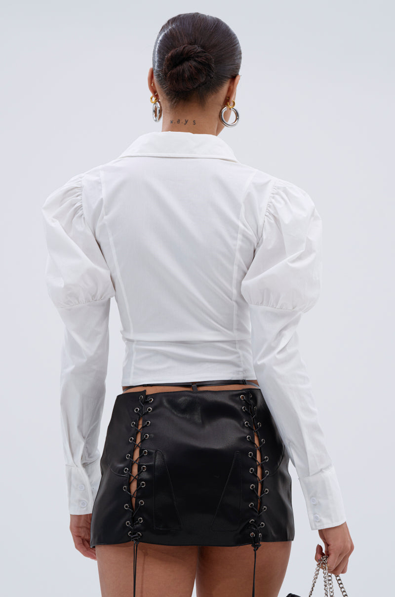 DAKOTA LACEUP BUTTON DOWN BLOUSE