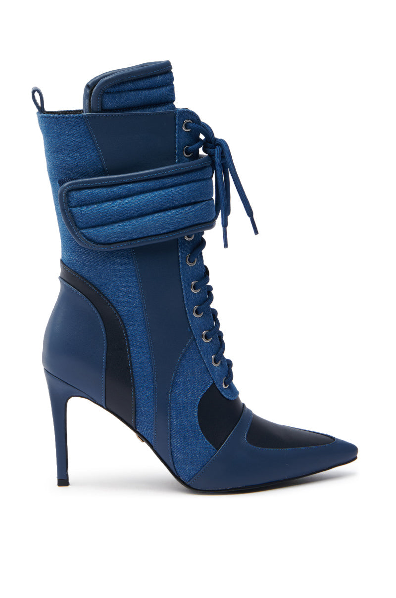 AZALEA WANG AMADA DENIM SPORTY STILETTO BOOTIE