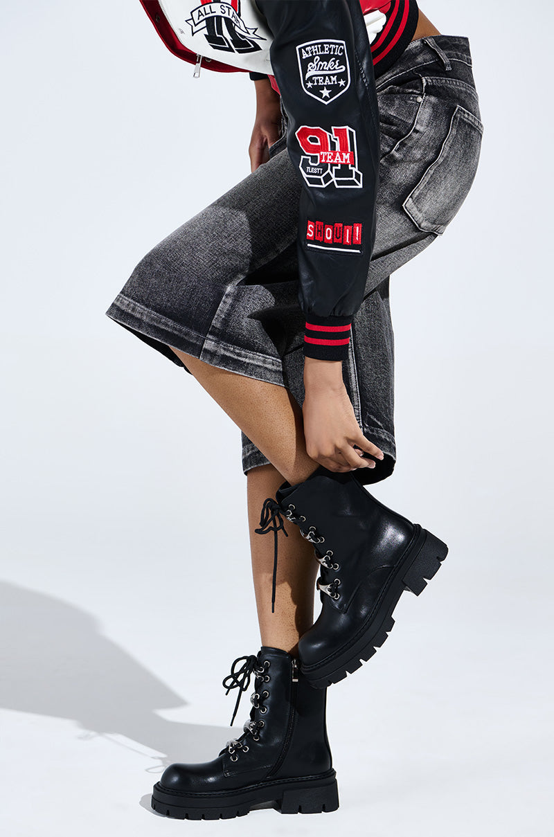 AZALEA WANG BROOKS BLACK COMBAT BOOTIE