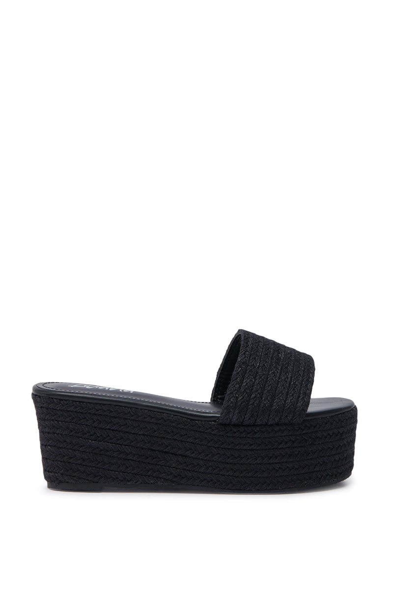 BUDZA BLACK FLATFORM SANDAL