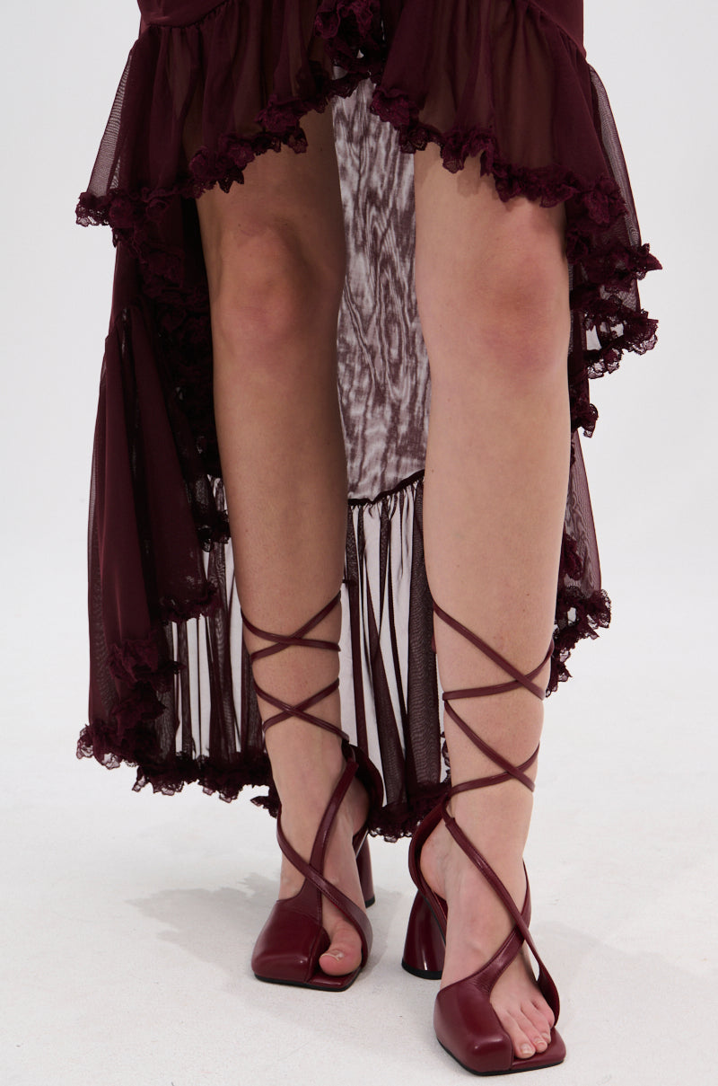 AZALEA WANG BUIKY BURGUNDY OPEN TOE PUMP
