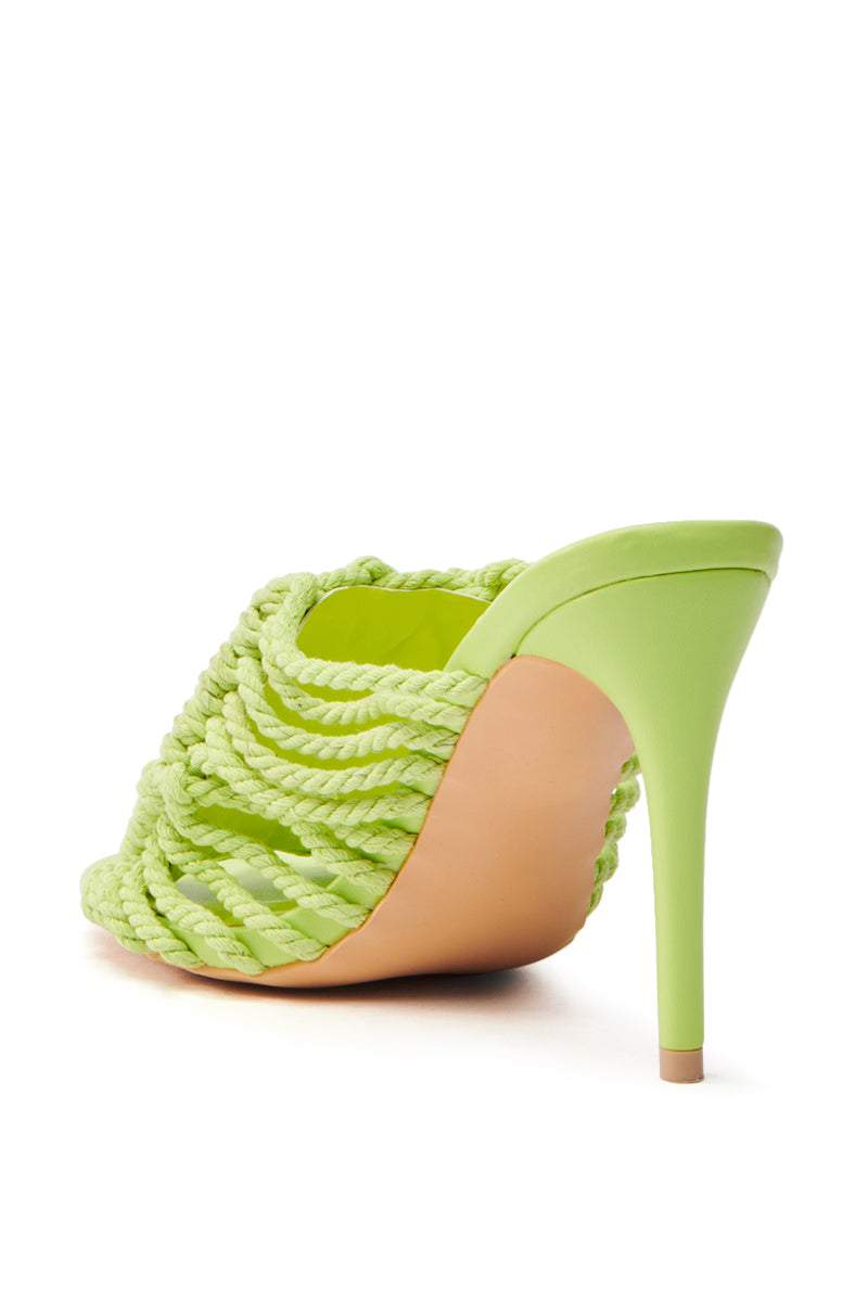 AZALEA WANG CERES LIME ROPE WITH RHINESTONE BEADS SANDAL