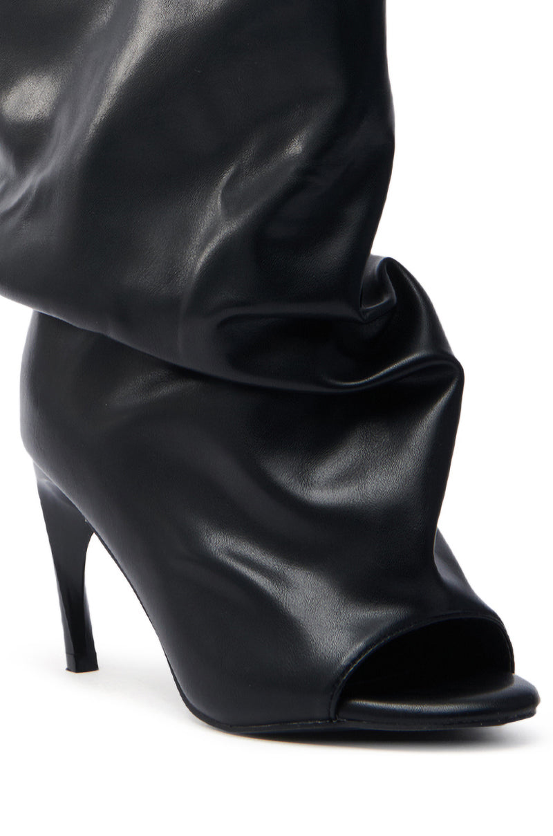 AZALEA WANG CLASSIE BLACK OPEN TOE BANANA HEEL BOOTIE