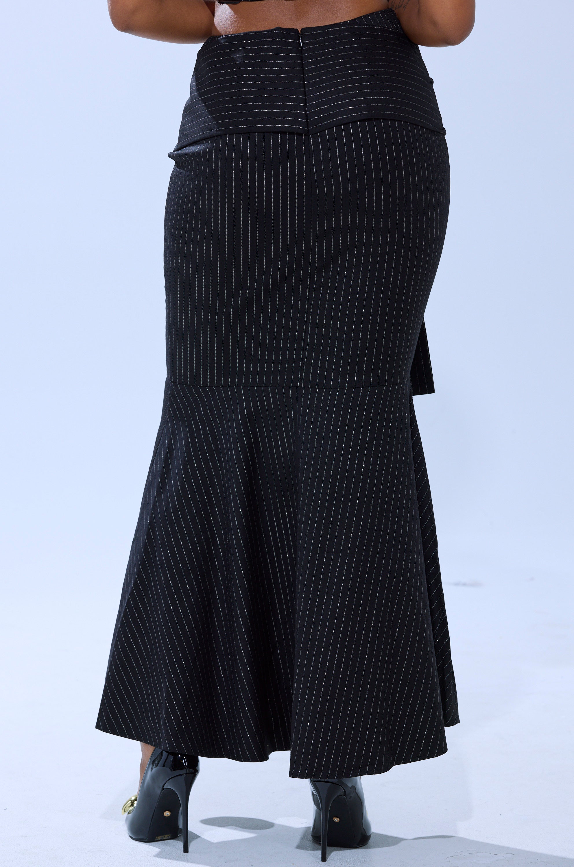 BUSINESS ONLY PINSTRIPE MAXI SKIRT