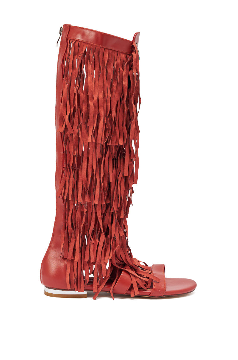 AZALEA WANG DUSTINE RED MULTI GLADIATOR EMBELLISHED SANDAL