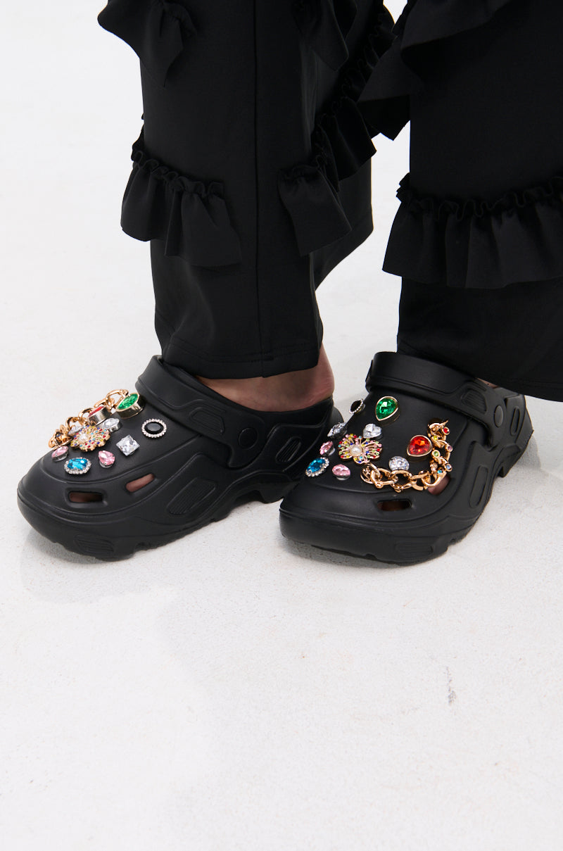 AZALEA WANG EVERETT BLACK MULTI STONE GOLD CHAIN FLAT