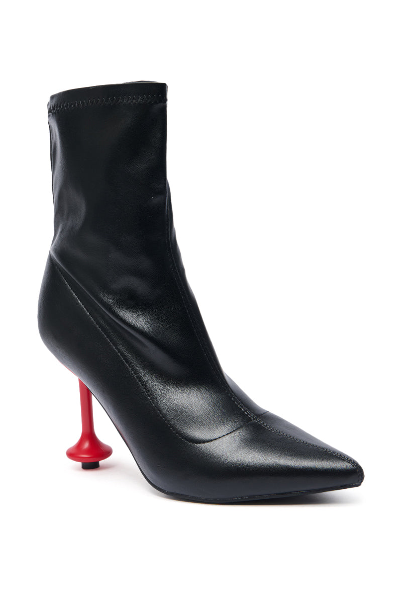 AZALEA WANG FABBRI BLACK BOOTIE WITH RED HEEL