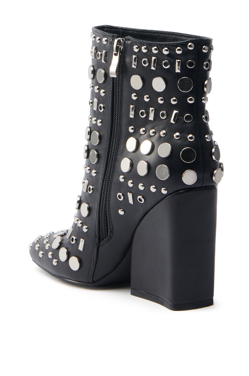 AZALEA WANG FLETCHER BLACK SILVER METAL BOOTIE