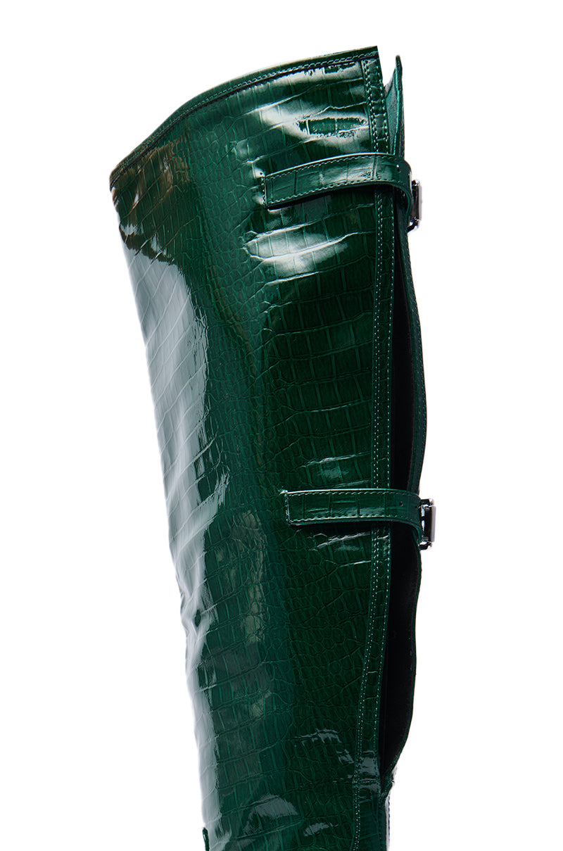 AZALEA WANG GESINE GREEN CROC PATENT LUXE BOOT