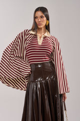 ALMA STRIPE COLLARED BODYSUIT