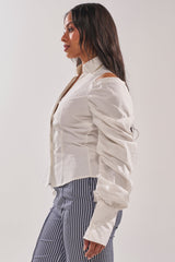 CRAZY IN LOVE WHITE BUTTON DOWN BLOUSE
