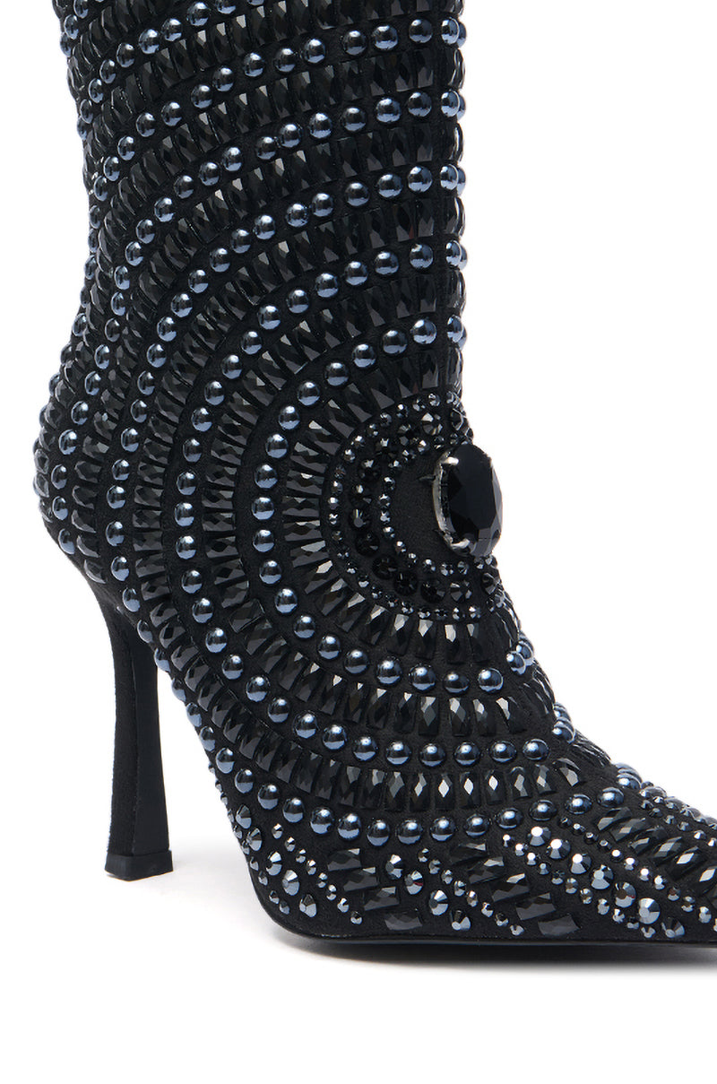 AZALEA WANG HILLEL PEWTER RHINESTONE BOOTIE