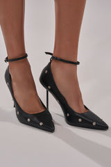 AZALEA WANG IMOGALE BLACK SILVER HARDWARE STILETTO PUMP
