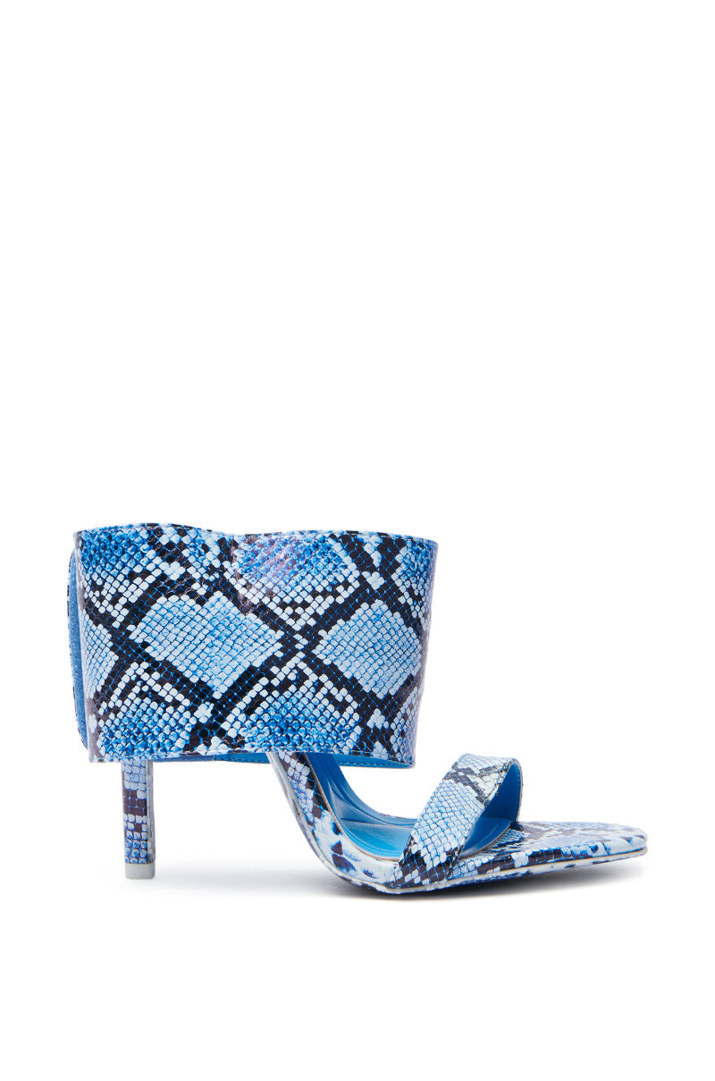 AZALEA WANG JANSEN BLUE SNAKE STILETTO SANDAL