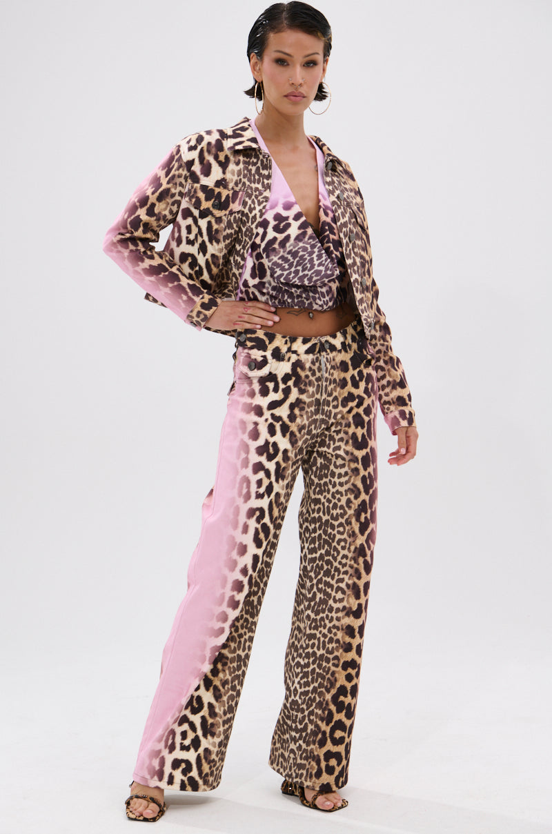 COCO LEOPARD PRINT DENIM JACKET