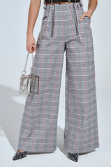 DARIA WIDE LEG PLAID PANT