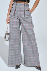 DARIA WIDE LEG PLAID PANT