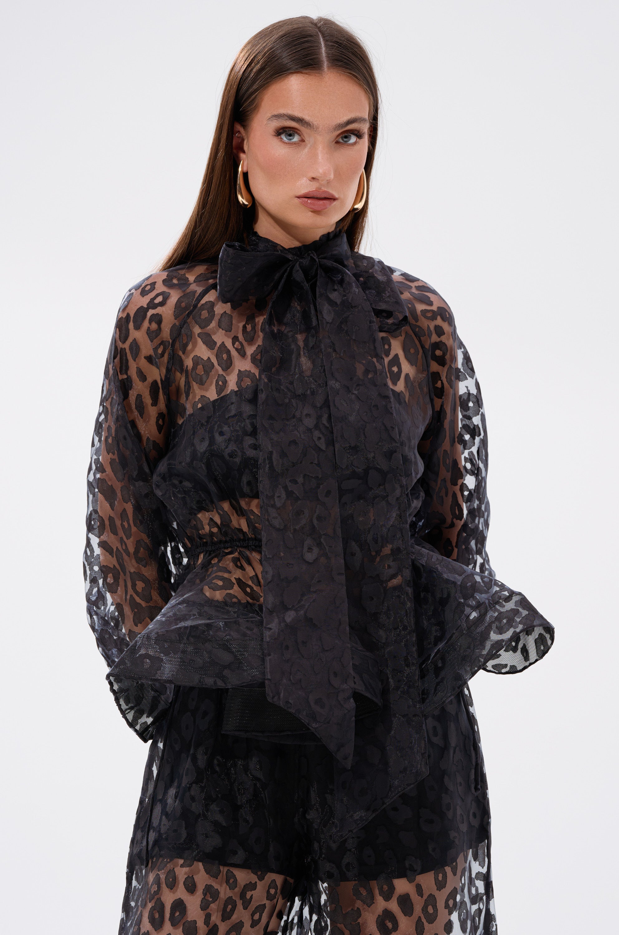 CHEETAH SISTA TIE FRONT BLOUSE