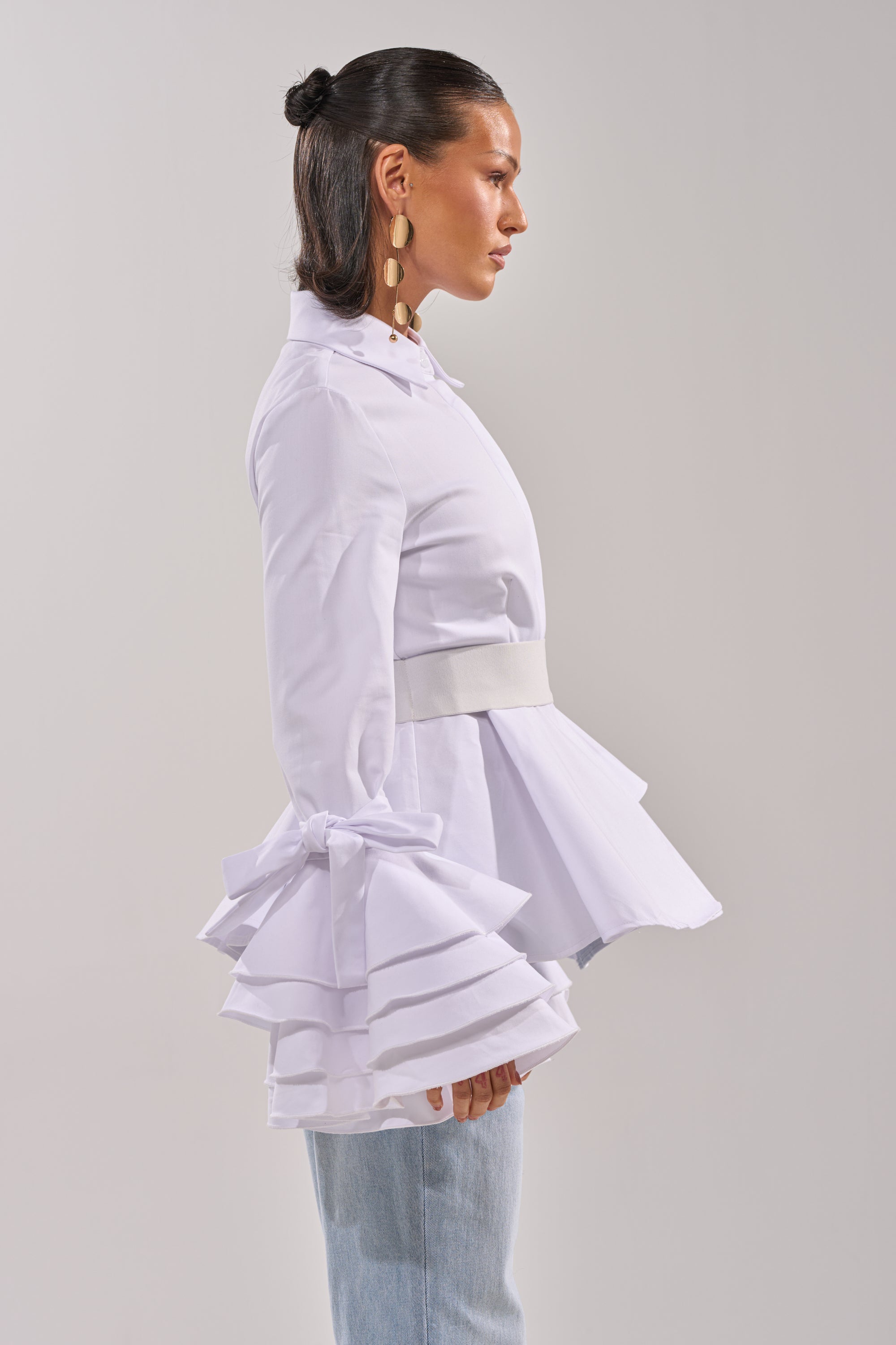 ELEGANT PEPLUM BUTTON DOWN BLOUSE