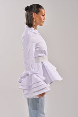 ELEGANT PEPLUM BUTTON DOWN BLOUSE