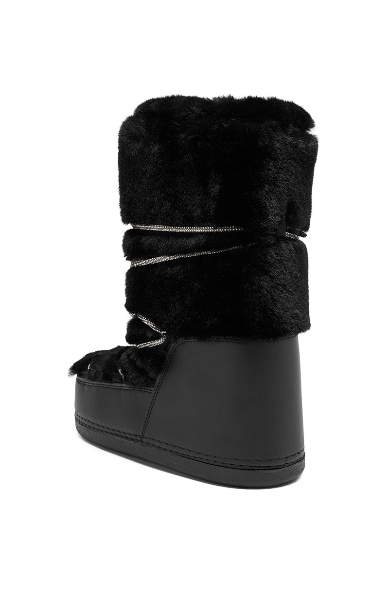 AZALEA WANG KARMELA BLACK FUR MOON BOOT