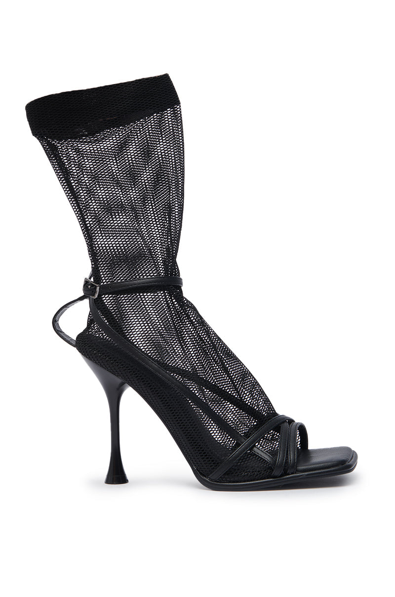 AZALEA WANG KOHINA BLACK MESH SOCK DETAIL SANDAL