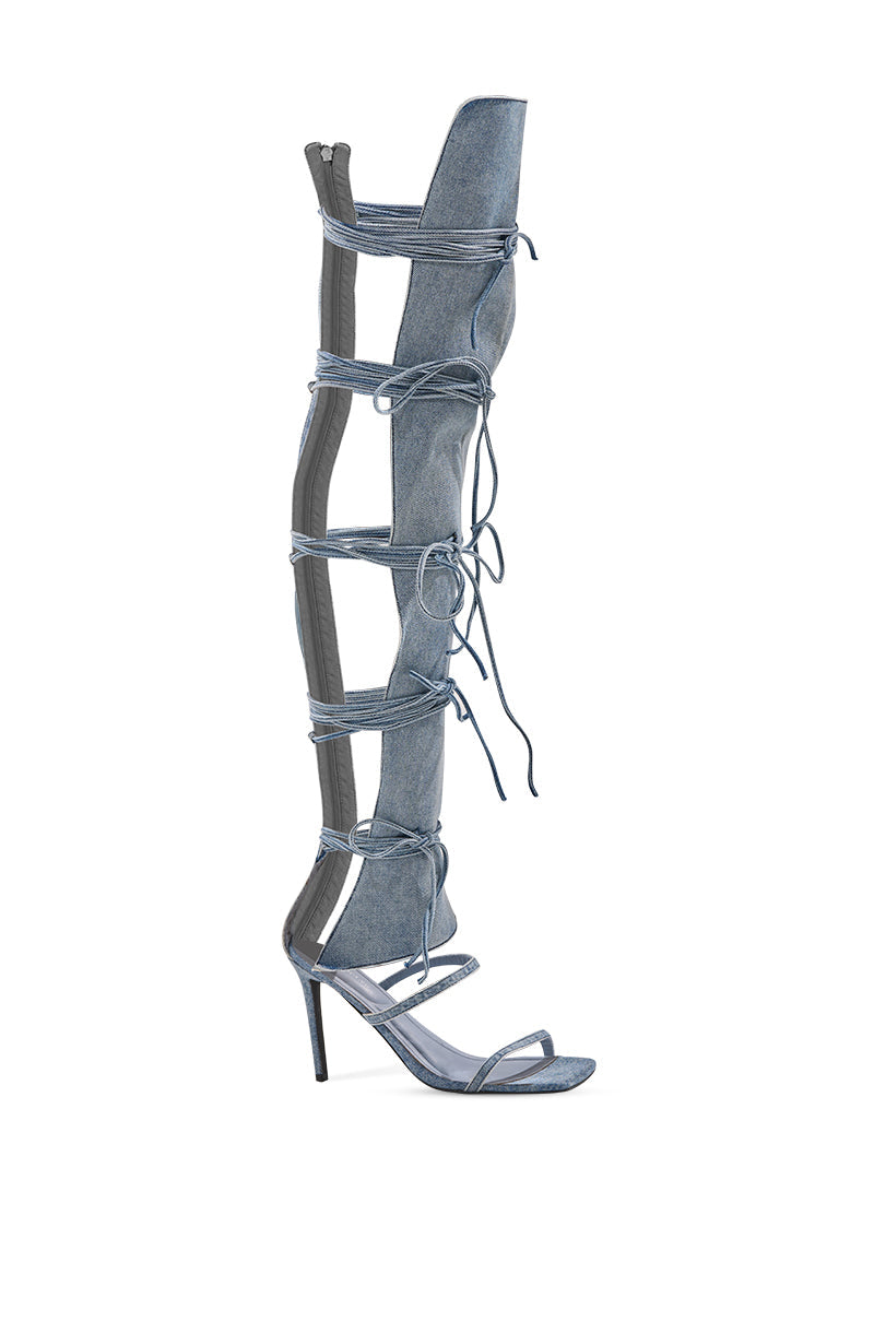 AZALEA WANG KRISTINE DENIM STILETTO GLADIATOR SANDAL