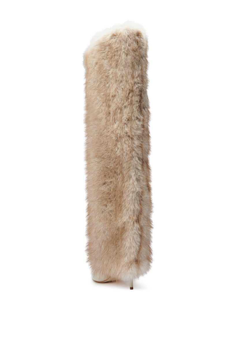 AZALEA WANG LAGANN BONE THIGH HIGH FUR LUXE BOOT