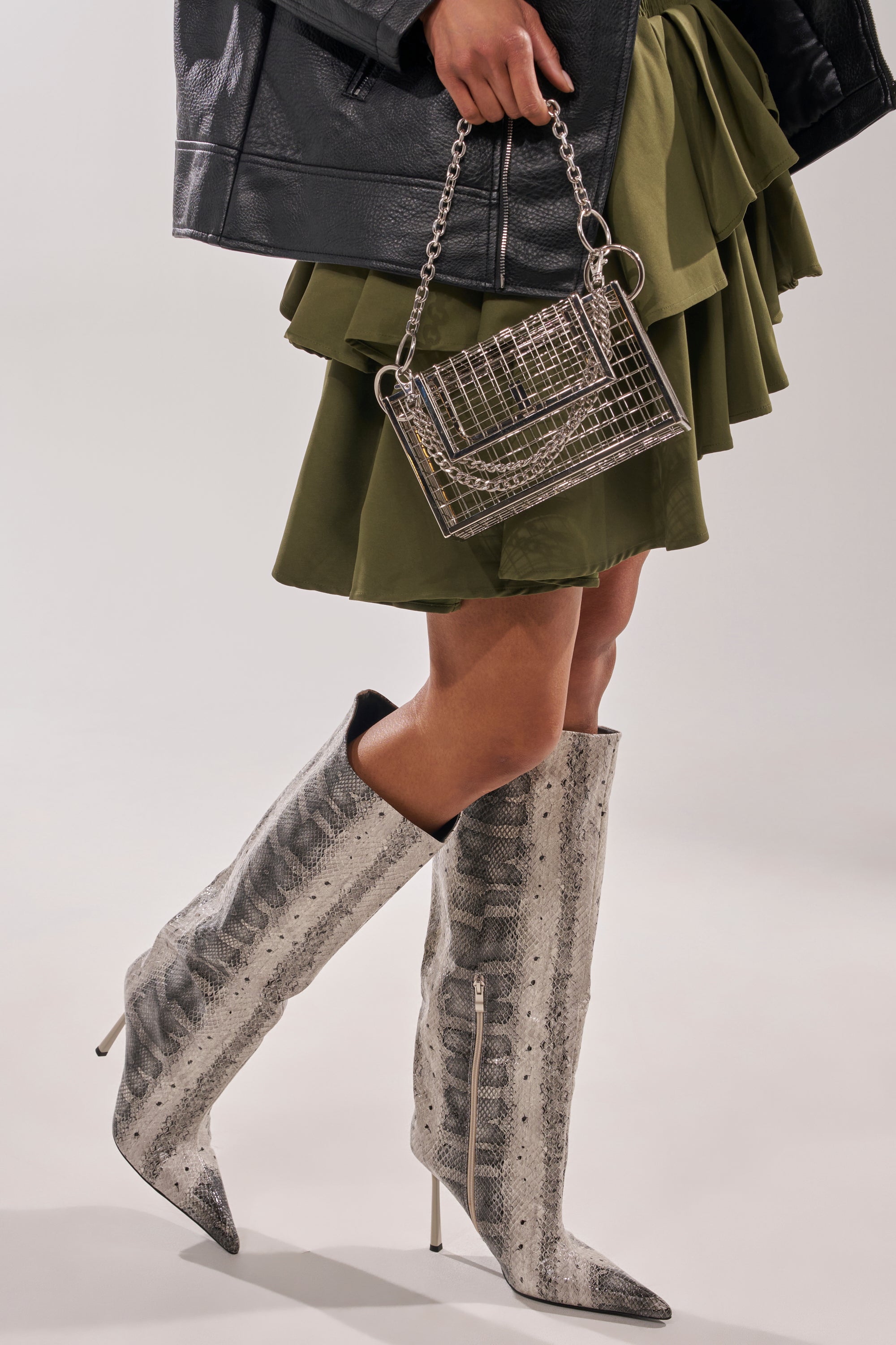 AZALEA WANG MADEYE SNAKE STILETTO BOOT