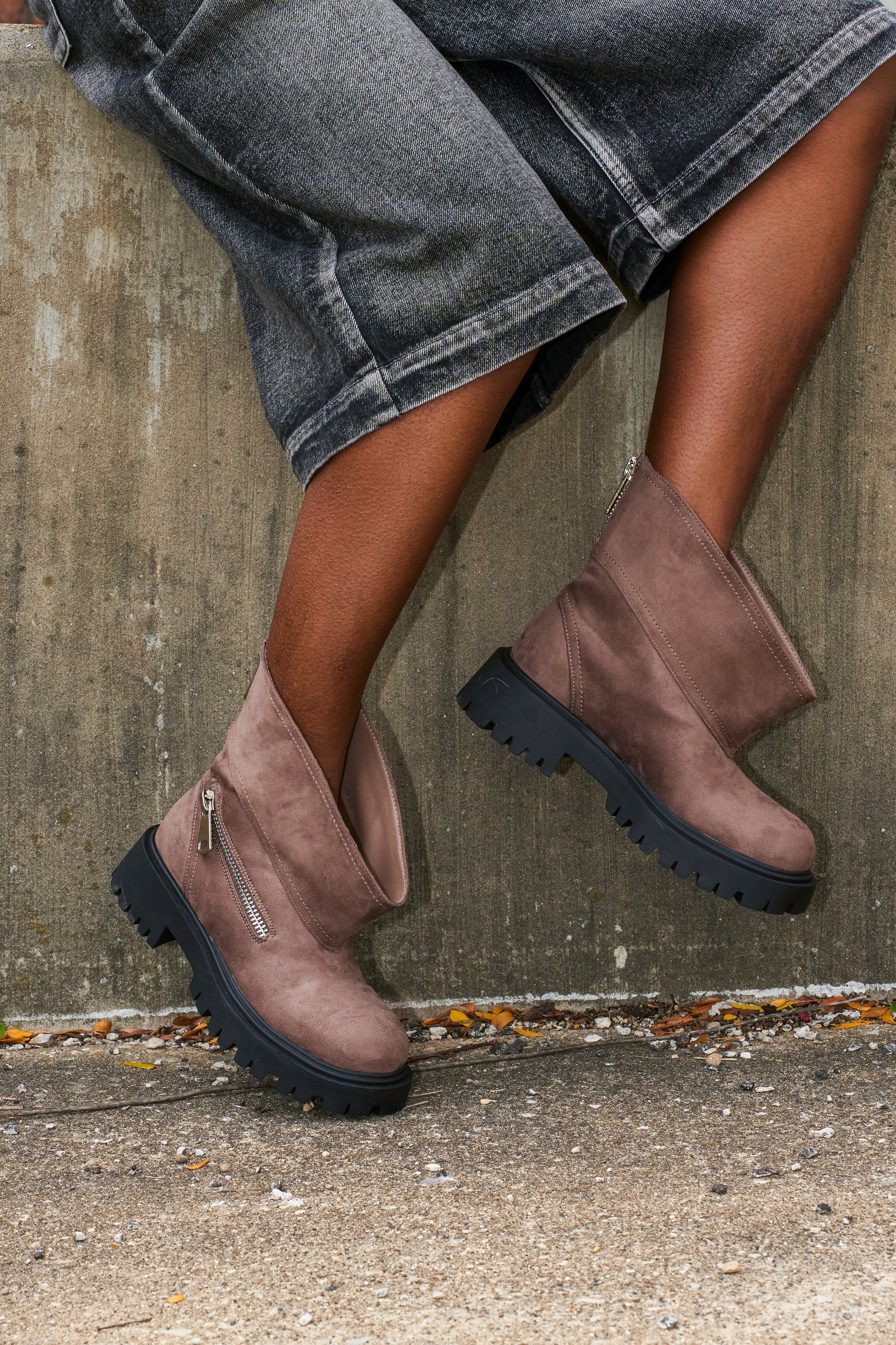 AZALEA WANG MOHSEN MOCHA COMBAT BOOTIE